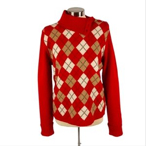 Tommy Hilfiger 100% Red Lambswool Argyle Sweater